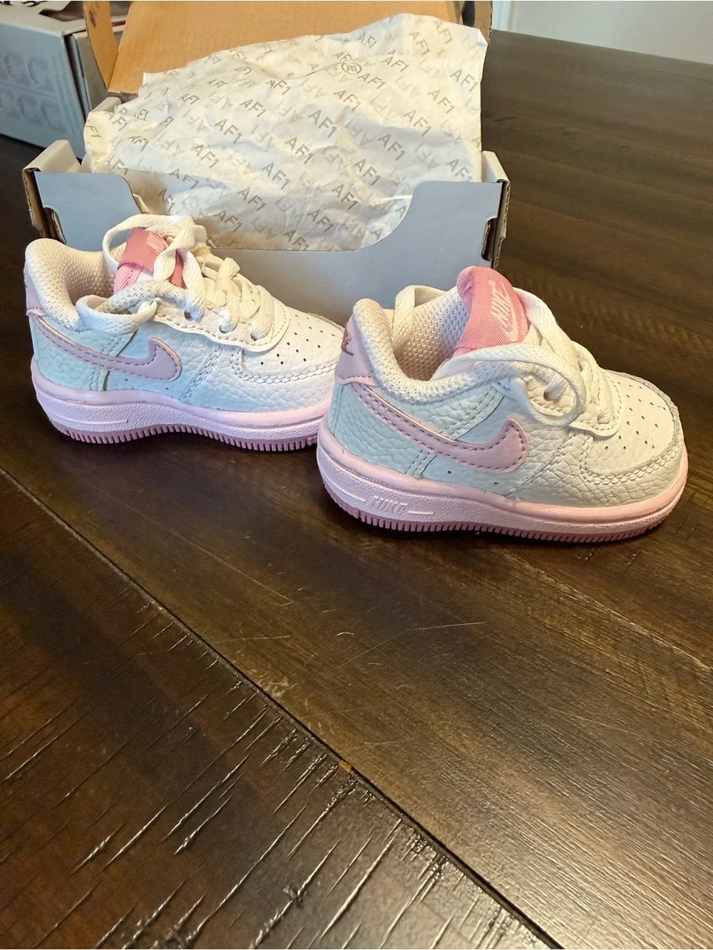 Nike Baby White & Pink Force 1s